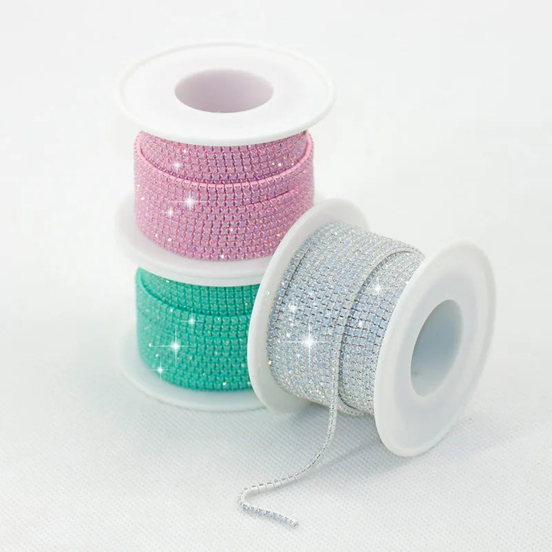 Hot Selling Opal Color Fancy Crystal Row Rhinestone Cup Chain for Garment Decoration Gemstone Cup Chain Rhinestone Jewelry