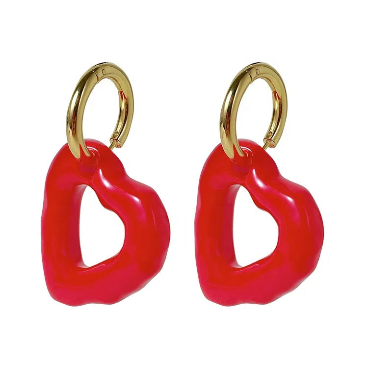 18K Gold Plated Stainless Steel Jewelry Heart-shaped  Design Donut Hoop INS Accessories Earrings E221351