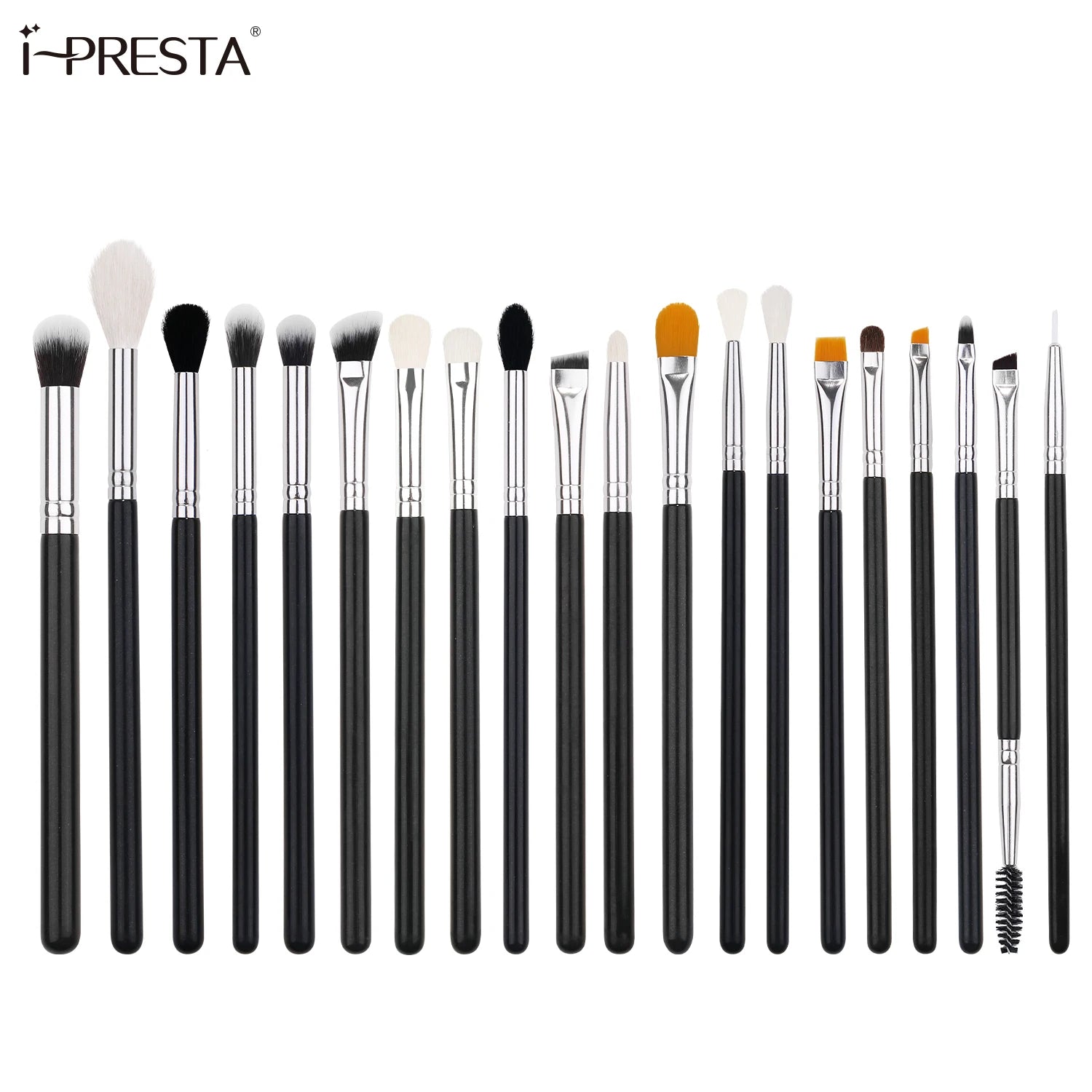 IPRESTA Custom logo New Professional Eye Makeup Brushes 20PCS Black Eyeshadow Brush Set