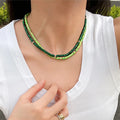 Bohemian Colorful Stone Beaded Necklace Choker for Women Men Healing Crystal Energy Malachite Green Emperor Stone Beach Necklace