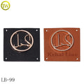 New Arrival Custom Gunmetal logo Jacket Metal Leather Label Sewing Black Pu Patch for Men Clothes