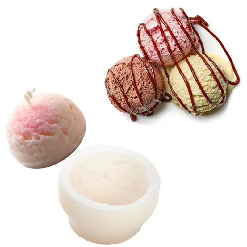 HY Silicone 3D Ice Cream Ball Shape Molds for Candle Soap Aromatherapy Plaster Chocolate Cake Mold Making