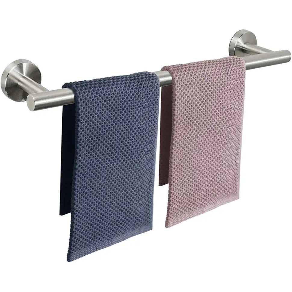 Stainless Steel Modern Wall-Mounted Towel Rack Brushed Nickel Finish 600mm Length Durable Easy Clean Single Bar for Bathroom Use