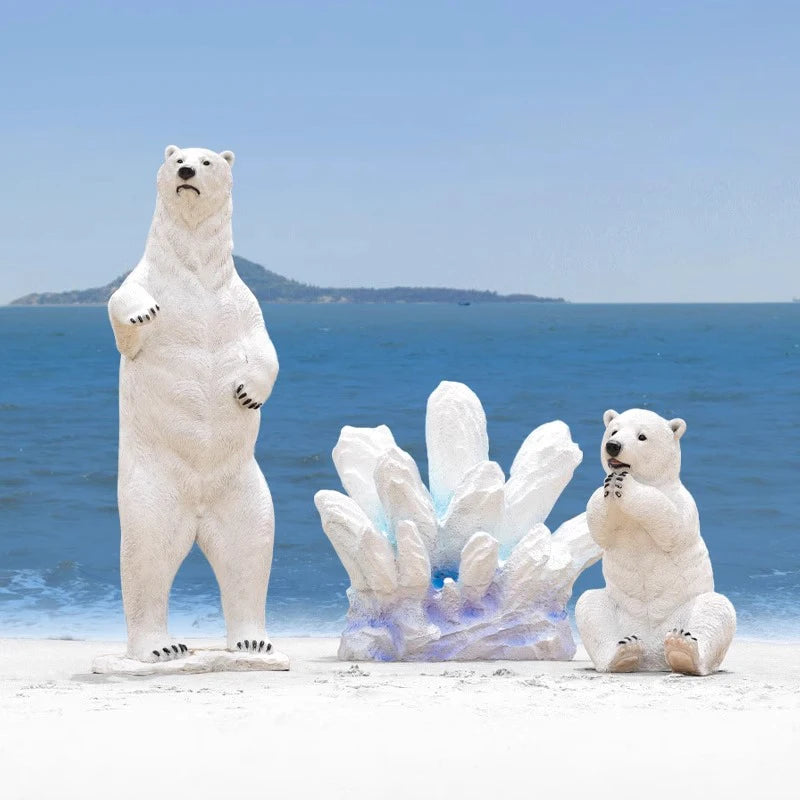 Life Size Fiberglass Polar Bear Statue/ Polar Bear Fiberglass Christmas Decorations/ginat Winter Theme Polar Bear Sculpture