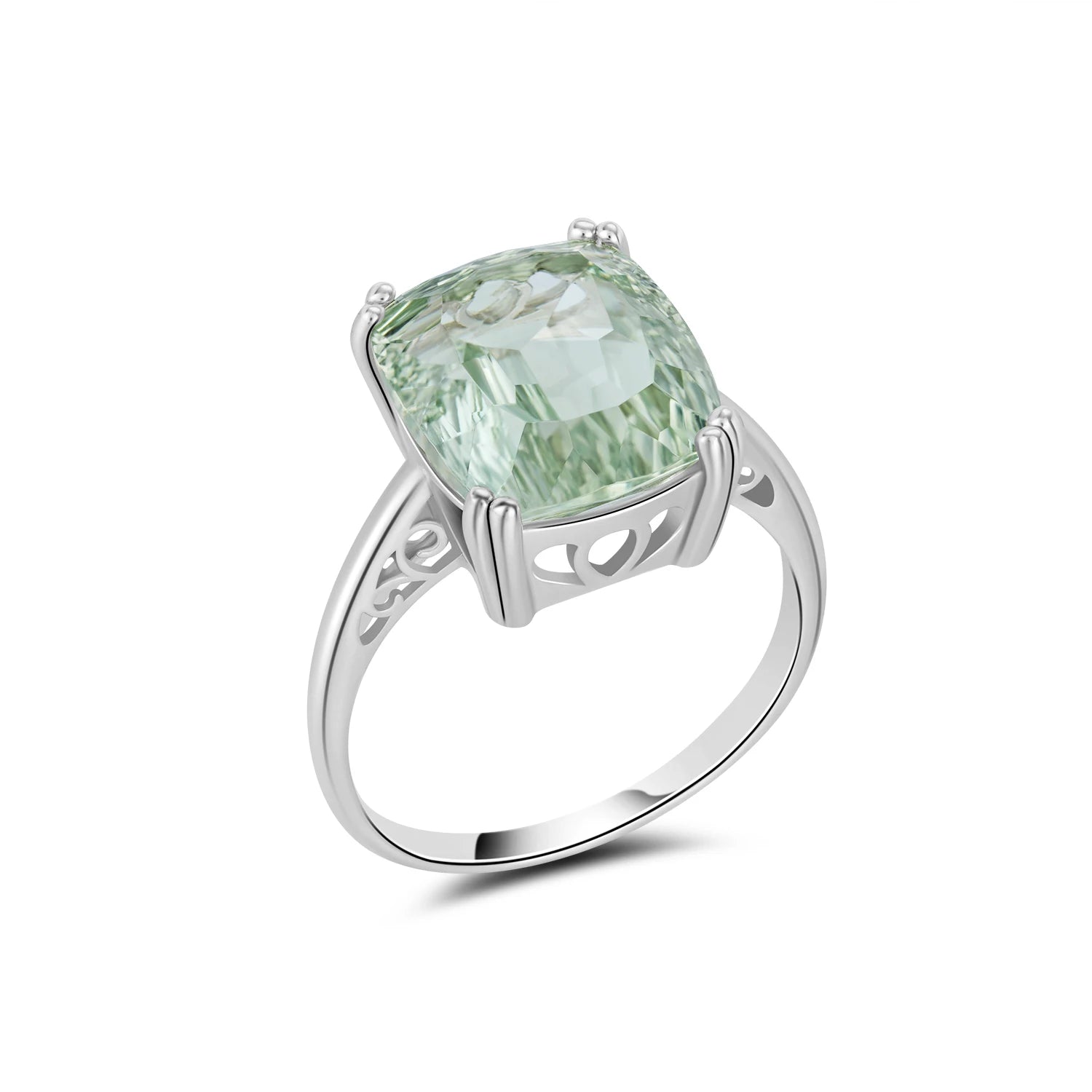YBO 925 Sterling Silver Party Engagement Rings Cushion Cut Natural Green Crystal Fine Jewelry for Women for Wedding