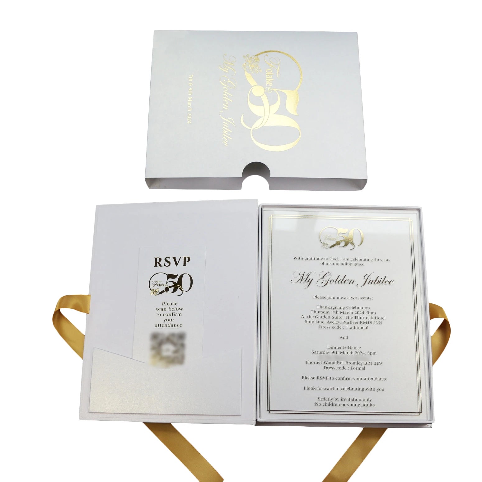 Customized Unique Clear Invitations 50th Birthday Luxury Paper Hardcover Invitation Box With Envelope