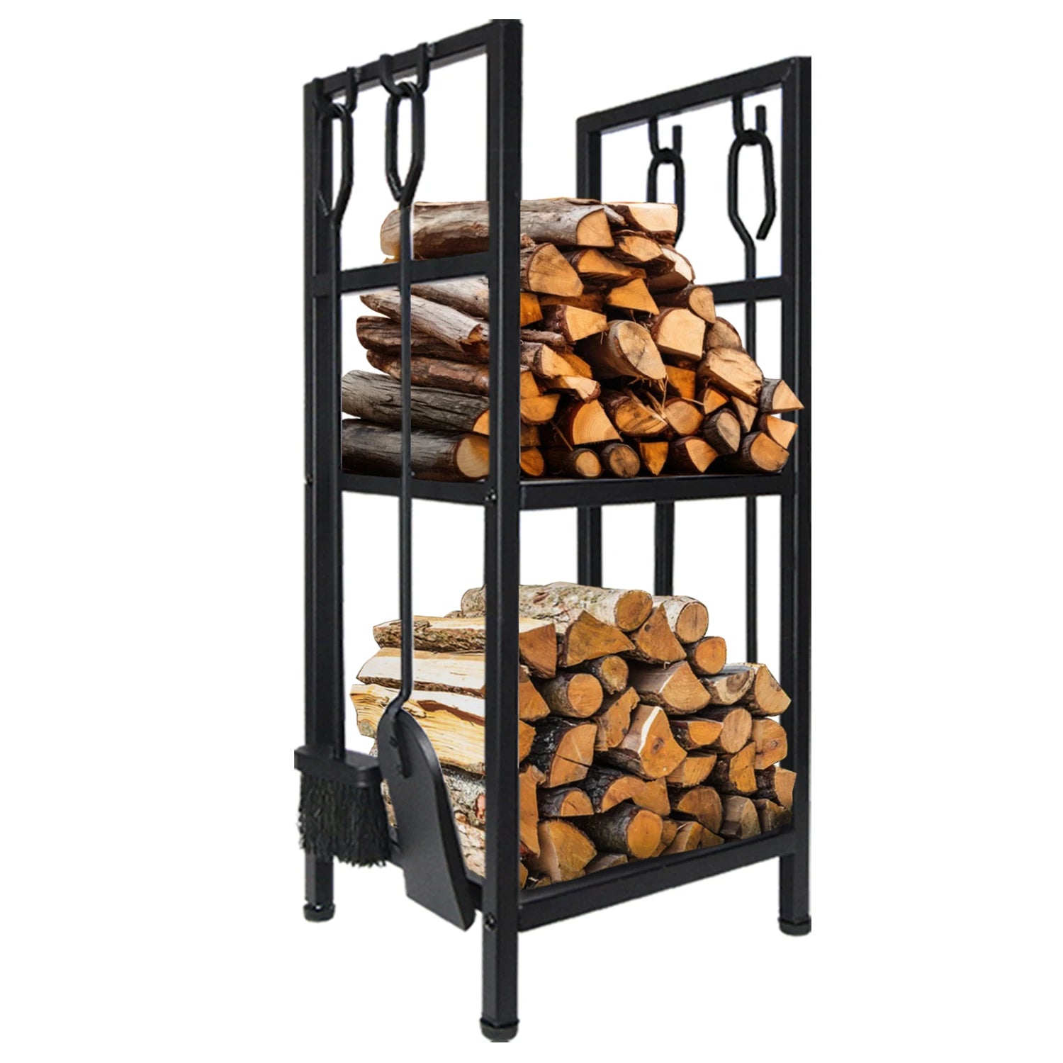 Wholesale Household Fireside Companion Firewood Log Holder with Four Pieces Fireplace Tool Sets Storage Fireplace Accessories