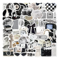 61Pcs Simple Style Black White Things Graffiti Stickers for Book Wall Decor Vinyl Home Small Items Sticker