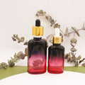 Empty Oil Cosmetic Packaging Gradient Oblate Glass Essential Oil Bottle with Gold Dropper Lid