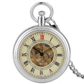 Classic Skeleton Auto Mechanical Pocket Watch With Chain Antique Style Steampunk Self-Winding Watch for Men Gift