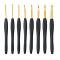 Wholesale 8Pcs/set Soft Black Handle Aluminum Crochet Hooks Set
