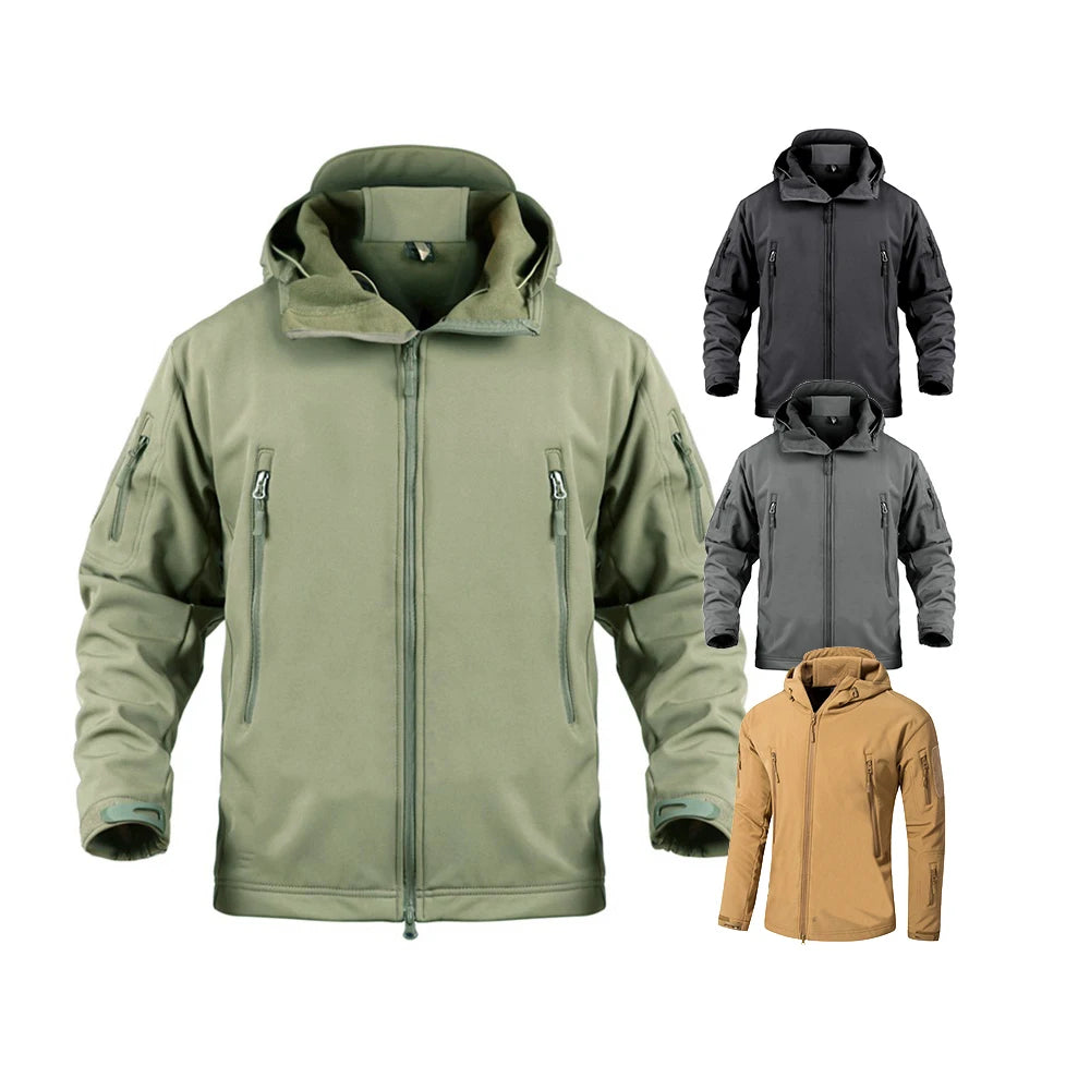 Men Outdoor Tactical Hoody Hoody Inter Solid Jacket Coat Sport Uniform Waterproof Softshell Jacket