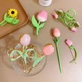 Sweet Elegant Retro Female Hair Claw Headwear New Fashionable Tulip Flower Metal Hair Clip Made of Durable Alloy