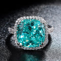 Classic Woman Jewelry 925 Sterling Silver Ring 8A/5A Cubic Zirconia Ring Blue Paraiba Stone Ring