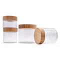 Bamboo Cosmetic Jar 250g Amber Transparency Plastic Jar PET Face Cream Jar With Bamboo Caps