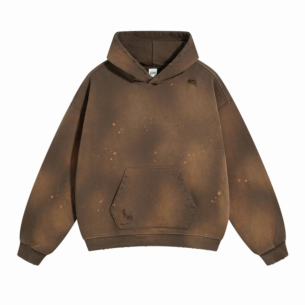 Streetwear Oversize Pullover Sweatshirt Custom Heavyweight Crop Boxy Sun Faded Vintage Distressed Acid Washed Unisex Men Hoodie