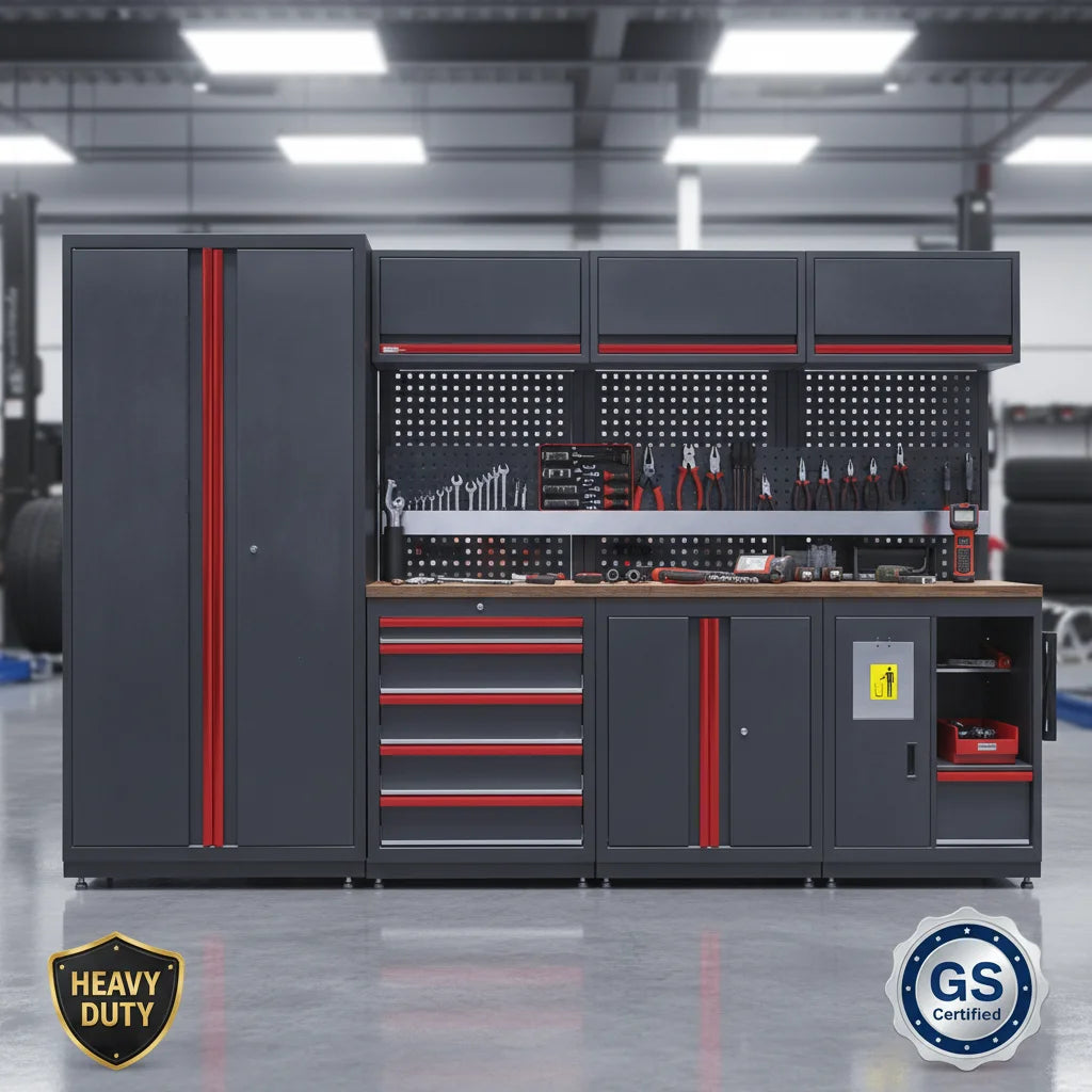 GATmatic GWS141C Heavy Duty Industrial Wholesale Workbench 9 Drawers Metal Tool Cabinet Workshop Garage Storage Workstation