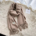 Solid Color Warm Scarf Tassel Long Shawl Lovers' Cashmere Scarves Versatile Monochrome Shawl