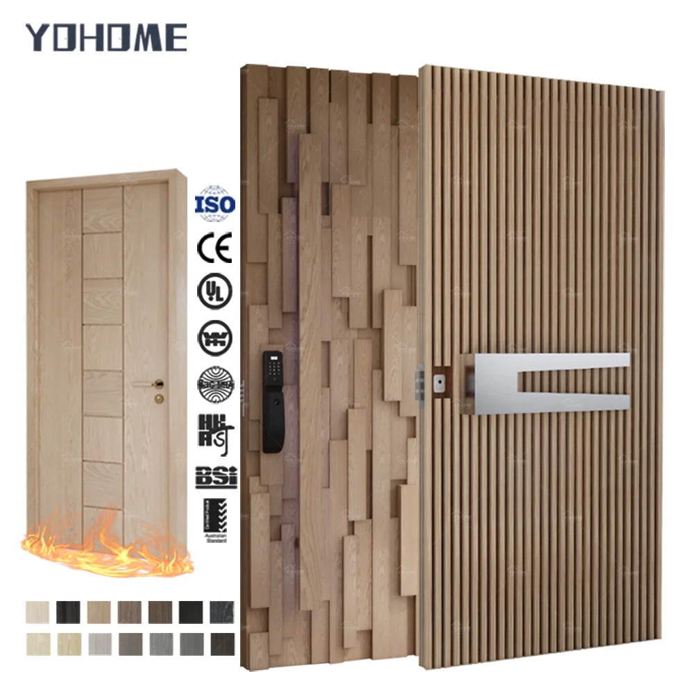 CE Certificate EU Standard Modern Stylish Design Residential Villa House Solid Timber External Wood Door Front Entry Doors
