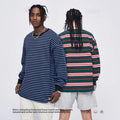 OEM 290gsm 100%cotton Custom Heavy Weight Stripe T Shirt Basic Long Sleeve Cotton T Shirt Customized Mens Blank T Shirt