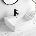 Modern Rectangular Ceramic Bathroom Basin Sink Countertop Polished Single-Hole Joystick Handle Faucet Counter Top Wash Basin