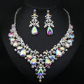 QS Newest African Big Diamond Necklace Earring Jewelry Sets for Women Wedding Party Indian Heavy Jewelry Set