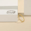 Wholesale Fashion 18K Real Gold Plated Designer 925 Sterling Silver Marriage Rings W Shape Mini Zircon Engagement Love Rings