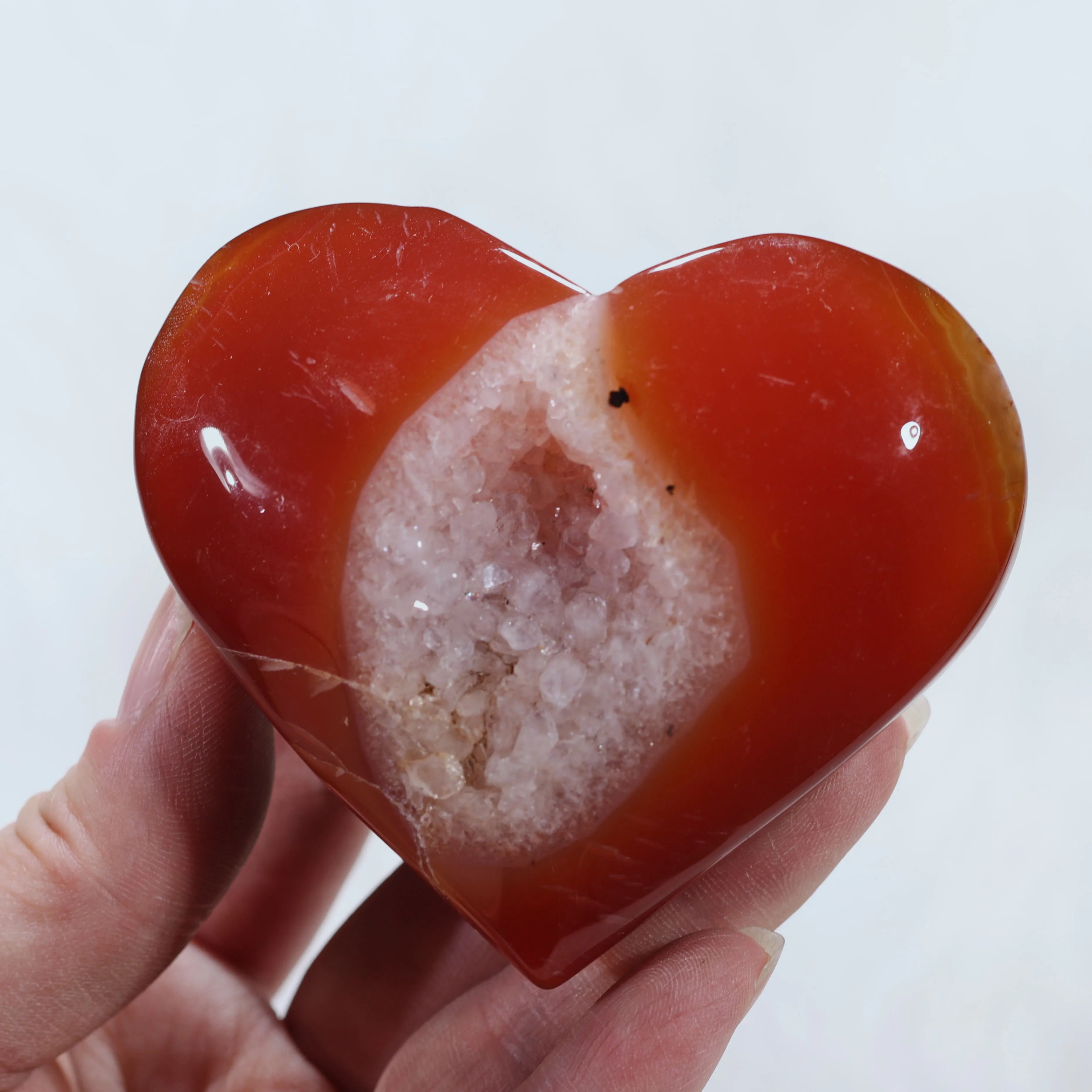 40mm Big Healing Shaped Natural Quartz Gem Stone Red Agate Quartz Crystals Hearts for Home Decor