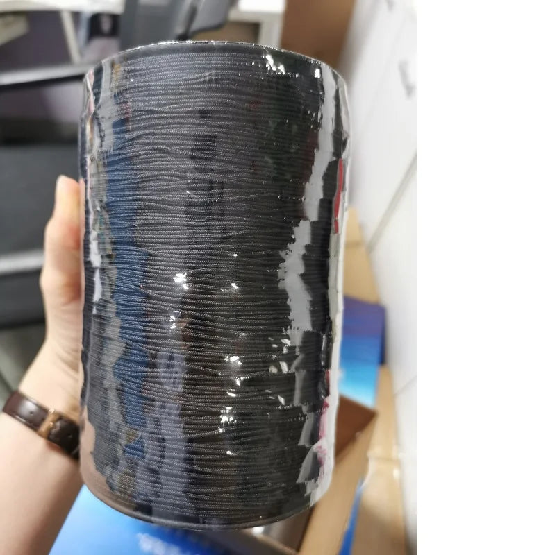 Custom Black 1mm Braided Round Polyester Elastic Cords 1000m Length Customizable Diameter Loop Ends in Roll