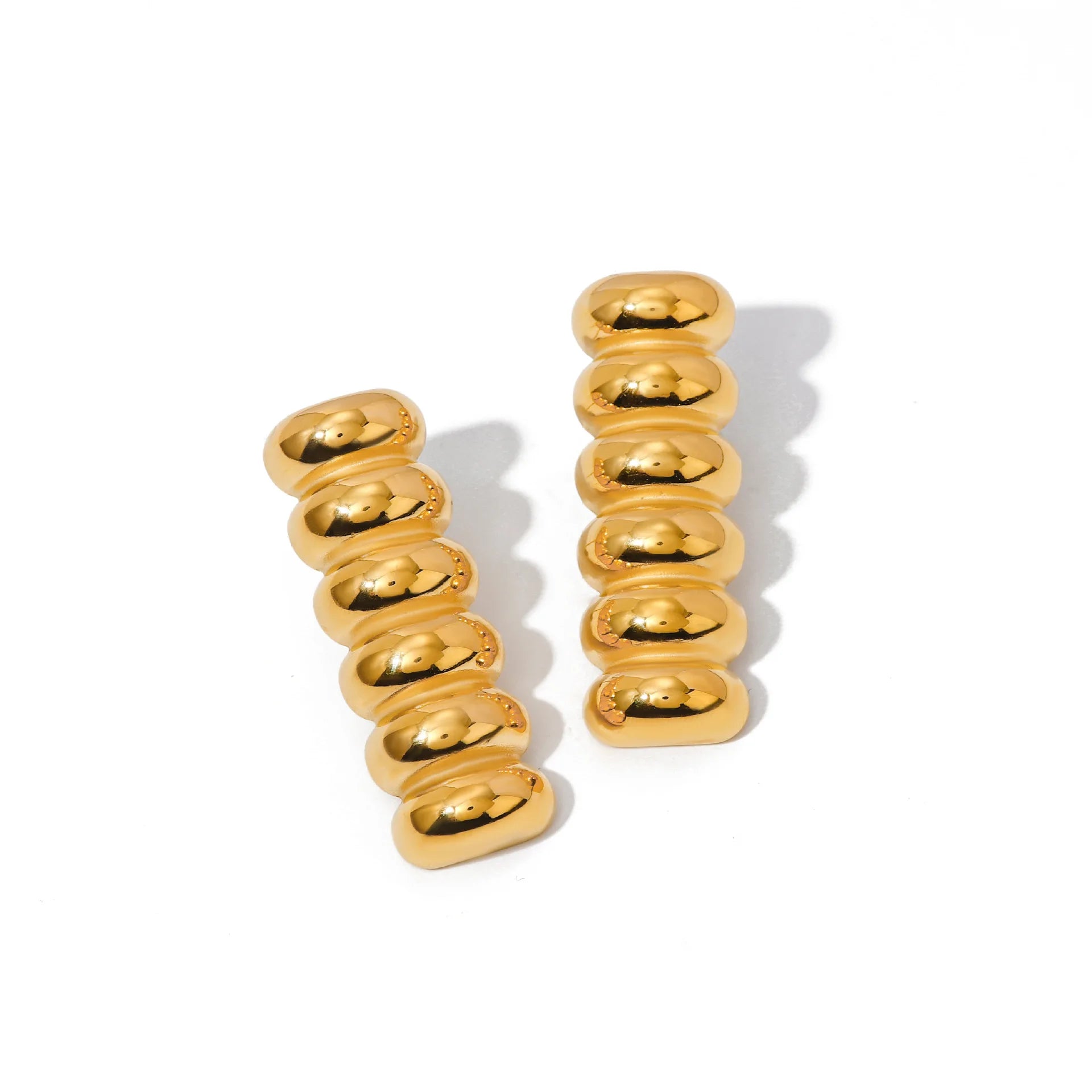 Minimalist Ins Style18k Gold Plated Stainless Steel Multi-layer Beaded Earrings