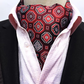 Men's Polygon Floral 100% Polyester Silk Cravat Ties Handmade Formal Jacquard Woven Ascot