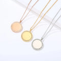 Hot Sale 18K PVD Gold Plated Stainless Steel Circle Heart Pendant Necklace Custom Laser Logo Engraved Blank Name Trendy Design