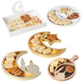 Eid Wooden Tray Ramadan Kareem Moon Star Shape Tray Gift Box Dessert Tray Pastry Display Holder for Eid Mubarak Decoration