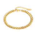 Dropshipping Stocks Selling Latest High Quality 18K Gold Plated Stainless Steel Jewelry Heart Shaped Fishbone Chain Bracelet