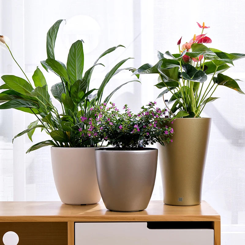 BRICE Modern PP Plastic Mini Self Watering Herb & Succulent Plant Pots for Indoor Living Room and Garden