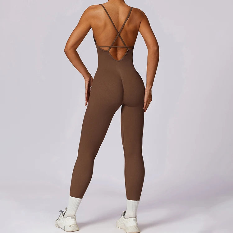 New Arrivals Seamless One Piece Jumpsuit Custom logo Yoga Gym Women's Jumpsuits