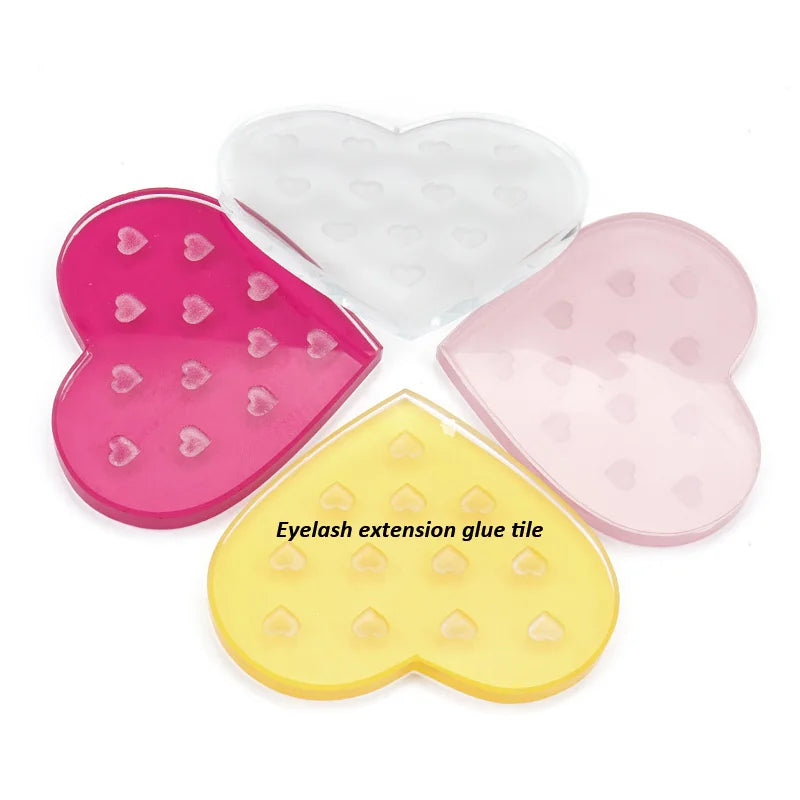 Heart-Shaped Eyelash Extension Pallets Colorful Laser Acrylic Magnetic Lash Tiles by Medylashes Beauty Tool