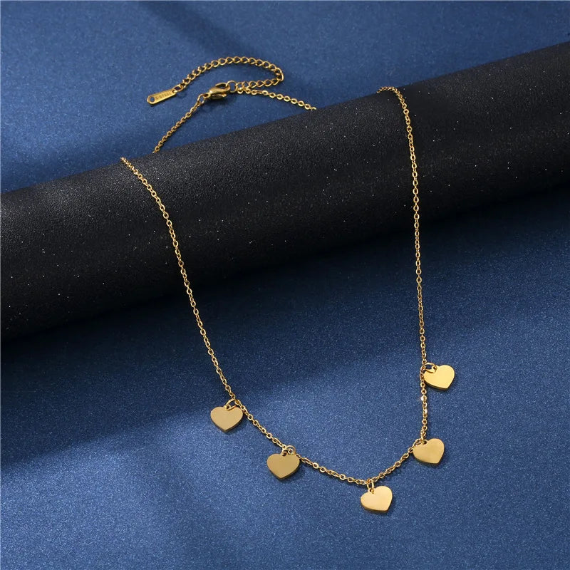 Stainless Steel Ladies Thin Chain Pendant Girl Valentine Gift 18K Gold Plated Zirconia love Heart Long Necklaces for Women