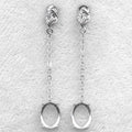 Sterling Silver 8*10mm Semi Mount Line Earrings Empty Support Blank Claws Setting S925 Base Without Center Stone for DIY Inlay
