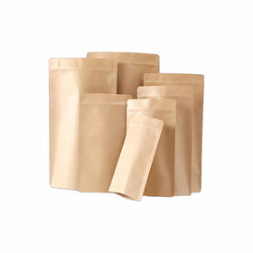 40g Window Stand up Kraft Ziplock Pouch Bags Custom 100% Biodegradable Cornstarch Compostable Zip Kraft Paper Pouch Packaging