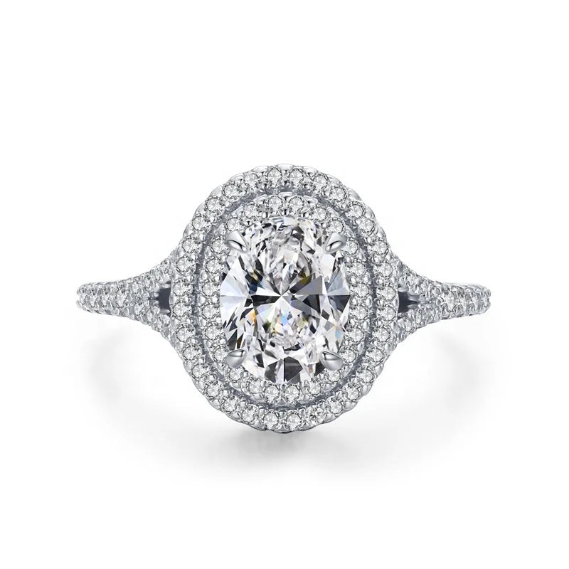 GR87 Luxury Big Oval Cut Zircon Ring Micro Paved CZ 925 Ring for Women Silver Female Rings Engagement Wedding Jewelry