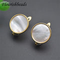 Simple Design Color Remain Gold Plated Natural Mop Shell Round Earring Hooks Clasps Findings for DIY Jewelry Making