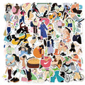 50Pcs Fresh Cartoon Comics Girl Dress up Sticker for Girl Student Notebook Diary Hand Account Decorative Stickers Set
