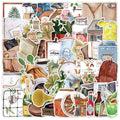50PCS Car Cup Refrigerator Decoration Sticker Watercolor Retro Gadget Graffiti Stickers