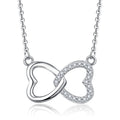 Valentine's Day Gift Romantic Hollow Double Heart Silver Necklace 925 Customized Cubic Zirconia Rhodium Plated Women Necklace