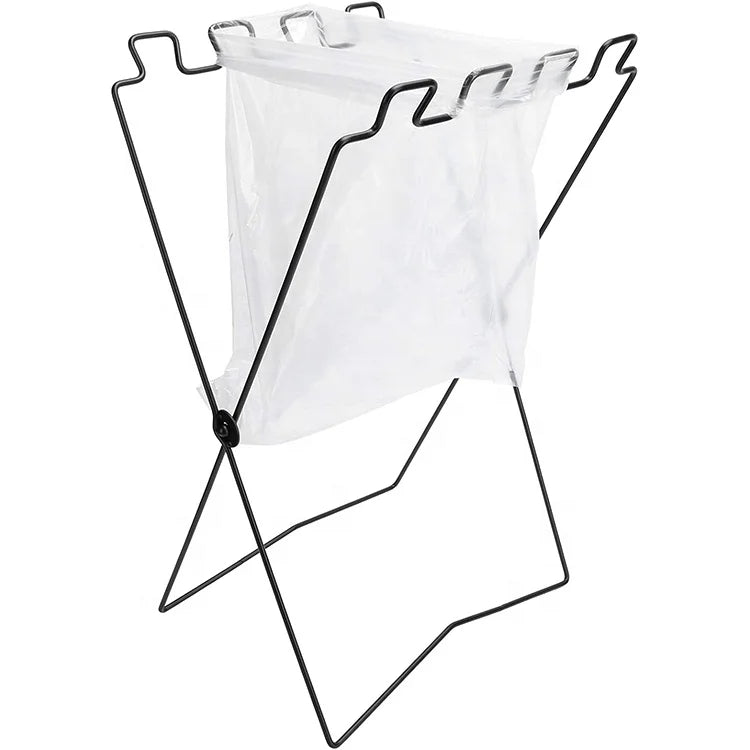 Portable Iron Wire Folding Shelf Collapsible Trash Bag Organizer Stand Camping Trash Bag Holder Leaf Bag Holder for Outdoor