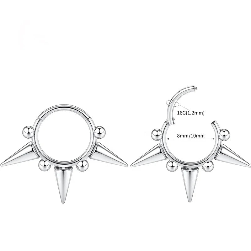 Wholesale Punk Style Body Jewelry Gold Plated Perforated Ear Cartilage Horseshoe Nose Ring Claw Setting Inlay for Men Women