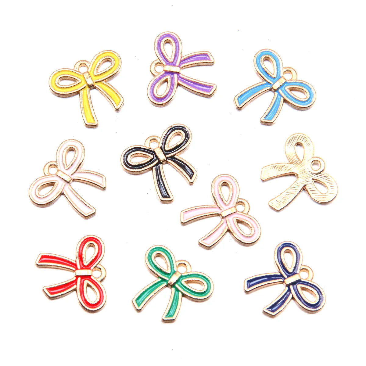 16*18mm Enamel Flat Bowknot Loose Charms for Jewelry Making like Earrings Necklaces and Bracelets