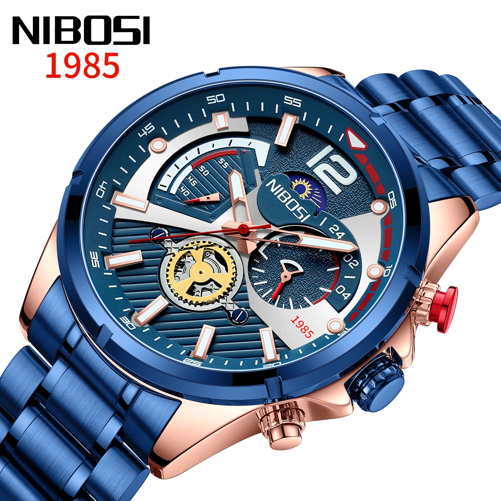 2025 NIBOSI 2591 Moon Quartz Men Hot Sale Watches Men Wrist New Quartz Watch Factory Wristwatches Sales Wrist Watch