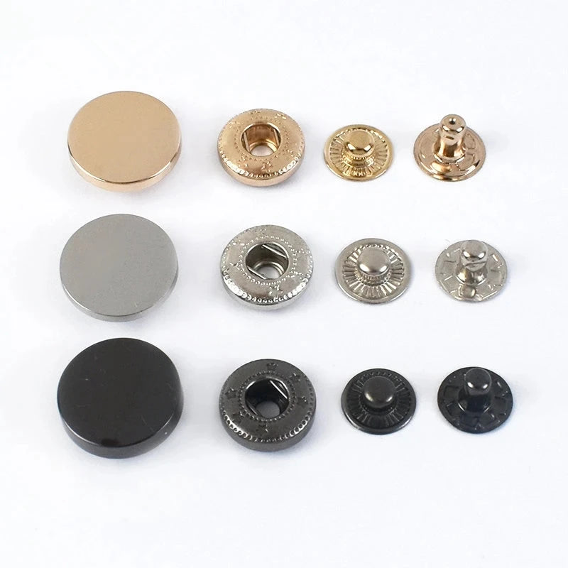 MeeTee D3-8 10-20mm Sewing Accessories Leather Snap Fastener Buttons Four-Piece Snap Buttons Copper Round Press Studs Button